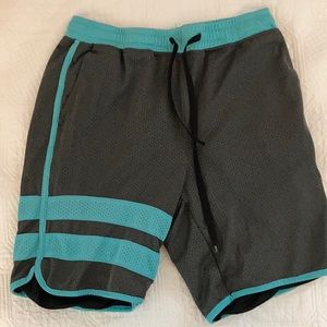 Hurley Grey/Aqua Mesh Shorts - Medium